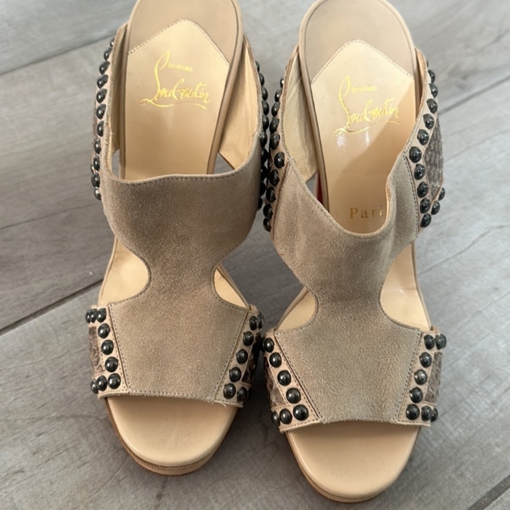 Christian Louboutin Tan Studded Women's Sandals